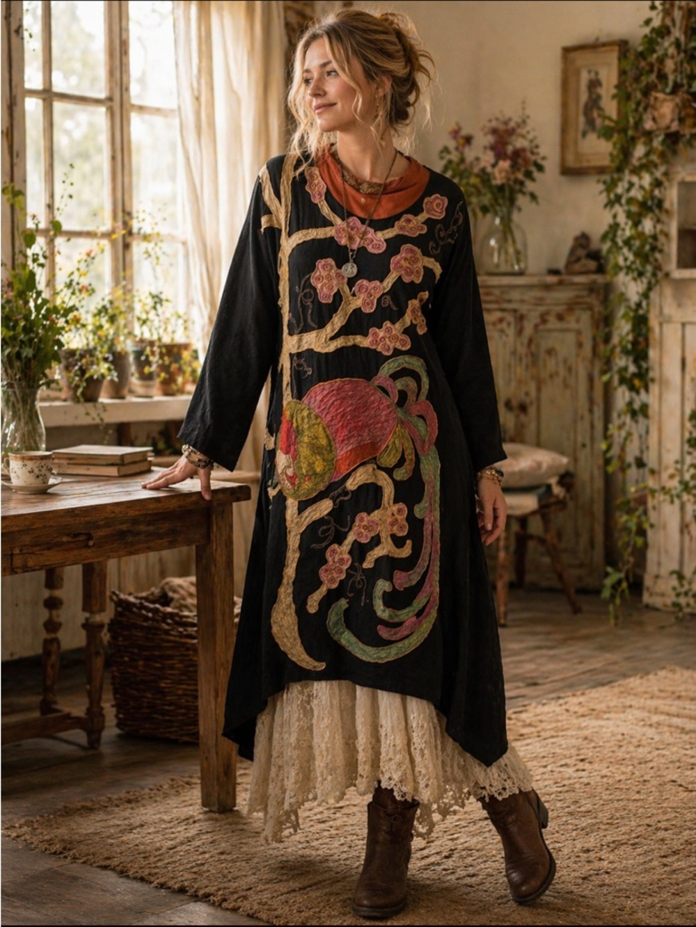 Magnolia Pearl Silk Hi-Lo Parnassus Tunic Dress OSFM